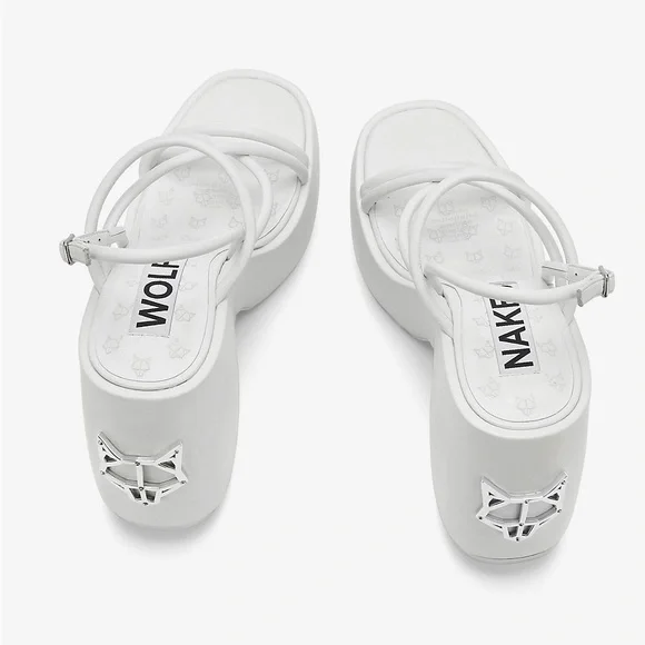 Naked Wolfe Mystery White Platform Wedges NEVER WORN - Picture 6 of 6